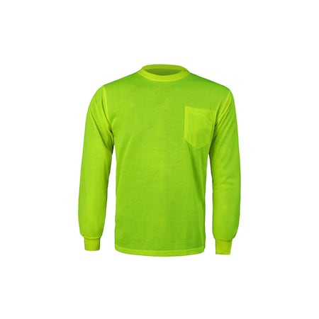 2W International Hi-Vis Long Sleeve T-Shirt, 100% Polyester, Lime, S TL135 S